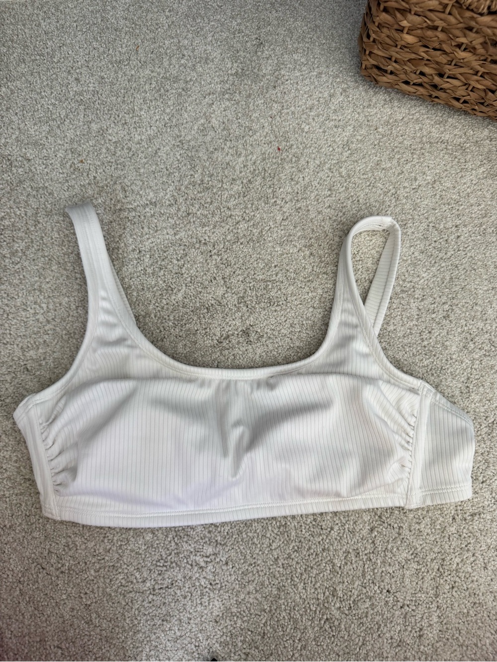 wild fable White Ribbed Scoop swim top